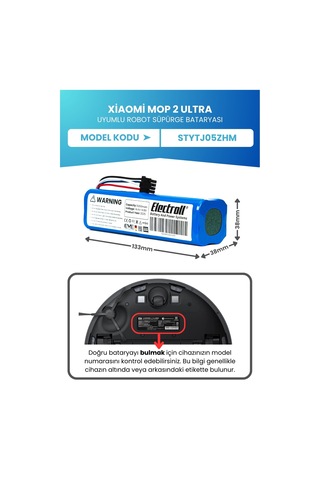 Xiaomi Mop 2 Ultra Uyumlu Batarya Standart Kapasite 5200mah Robot Süpürge Bataryası Stytj05zhmhw