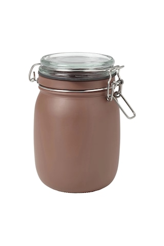 Kavanoz 1 Lt Çap: 12 Cm Yükseklik: 16.5 Cm Contalı Kilitli Bej