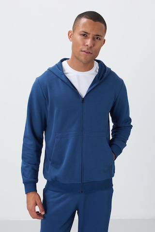 Tommy Life Parlament Kompakt Pamuklu Kalın Pürüzsüz Dokulu Kapüşonlu Comfort Fit Erkek Eşofman Takım - 85262 Mavi