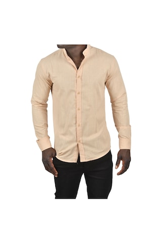 Deepsea Erkek Bej Hakim Yaka Flamlı Keten Gömlek Bej