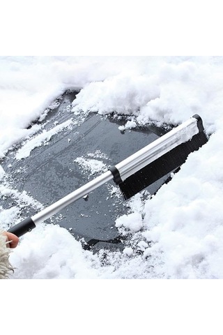 65cm 2in1 Buz Kazıyıcı Ve Kar Temizleme Fırçası Don Temizleme Fırcası Araç Buz Kazıyıcı Açık Sarı - Altın