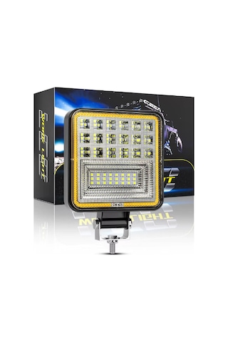 126w 12-24 Volt Kare Sis Farı Drl Sarı Oto Çalışma Lambası Atv Kamyon Tır Traktör Offroad