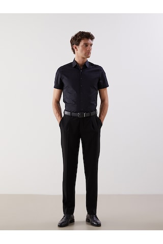 Lcw Busıness Siyah Slim Fit Kısa Kollu Gabardin Erkek Gömlek