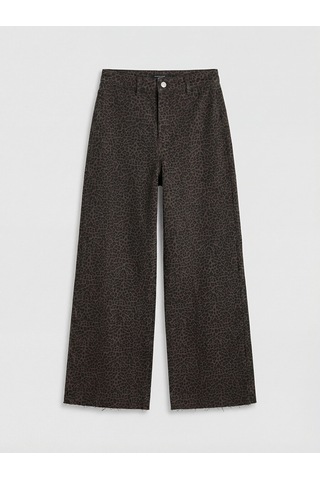 Lcw Modest Kahverengi Wideleg Leopar Desenli Kadın Jean Pantolon