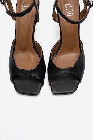 Luvishoes Elvıa Siyah Cilt Hakiki Deri Kadın Topuklu Ayakkabı
