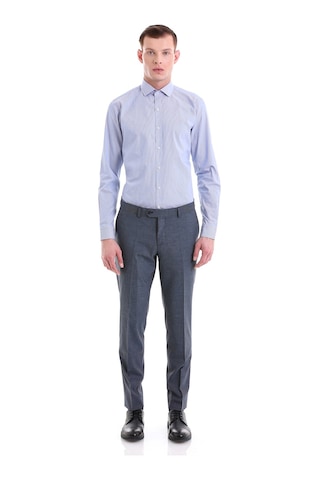 Hatemoğlu Mavi Comfort Fit Desenli 100% Pamuklu İtalyan Yaka Uzun Kollu Sp Mavi