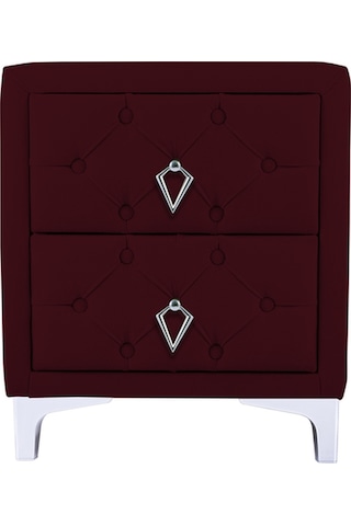Ruby 2 Çekmeceli Komodin-silver Model Kapitoneli Yatak Odası Iki Çekmeceli Komodin&şifonyer Modeli Bordo