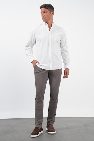 İmza Beyaz-haki Yumuşak Yaka Uzun Kol Slim Fit Pamuklu Gömlek 1004260259 Beyaz - Haki