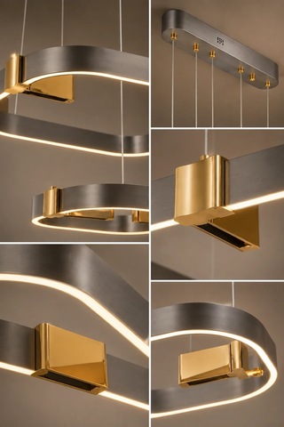 2'li Modern Premium 3 Renkli Ledli Sarkıt Avizesi Platin Salon Mutfak Oturma Odası Modelleri 224w Diğer
