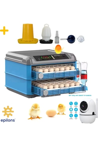 Tam Otomatik 128 Yumurta Kapasiteli Kuluçka Makinesi - Civciv Kaz Hindi Ördek Yetiştiriciliği Wifi Kamera Hediyeli