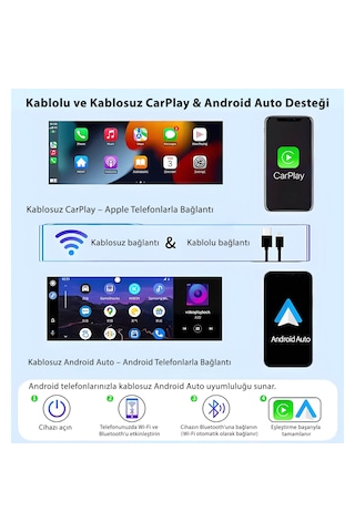 H18c 10.26 4k Kablosuz Carplay & Android Auto Araç Multimedya Ekranı Ön & Arka Kameralı, Torpido Üstü, Tak-çalıştır 10.25"