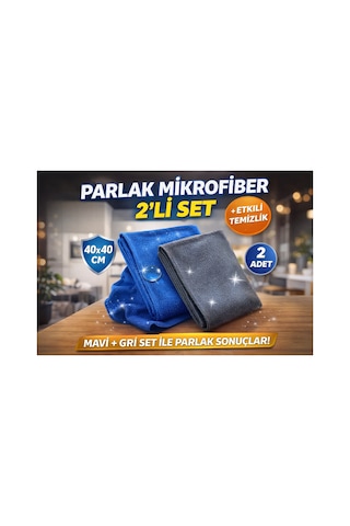 Nano Parlak Mikrofiber Temizlik Bezi 2'li Mavi - Gri 40x40 Gri-mavi