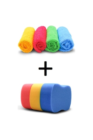 Süper Microfiber Temizlik Bezi 4'lü + Oto Yıkama Süngeri 3'lü Süper Microfiber Temizlik Bezi 4'lü + Oto Yıkama Süngeri 3'lü