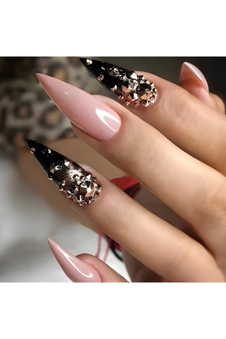 Parlak Uzun Basın-on Tırnak Baharatlı Kızlar Tarzı Sivri Uçlar Salon Uzmanı Ve Saf Kadınlar İçin Stiletto Çivi