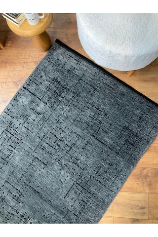 Saraz Halı Şönil Dokuma Kayma Yapmaz Makinede Yıkanabilir Leke Tutmaz Kesme Bohem Kilim Antrasit 2 Antrasit