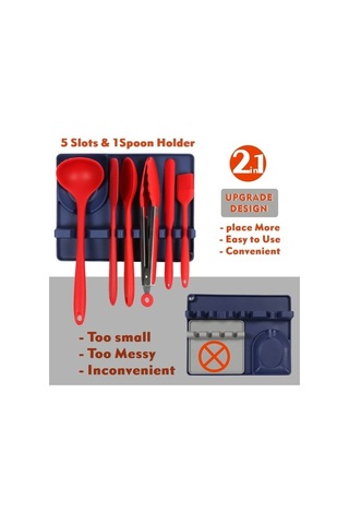 Dancemonkey 2'si 1 Arada Mutfak Silikon Kaşıklık Raf Orta Boy Mavi , Küçük Boy Mavi