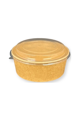 50 Adet Kraft Karton Salata Kasesi Kapaklı 1300cc