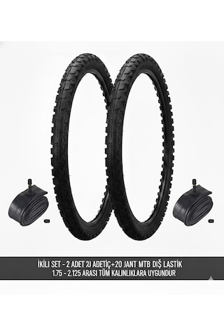 Güçlü Bisikletmotosiklet 20 Jant Lastik Seti - 2 Dış + 2 İç Lastik Oto Kalın Sibop - 20x1.75 / 2.125 Uyumlu