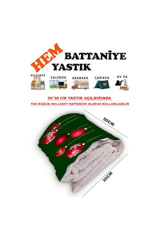 Yılbaşı Noel Desen Baskılı Tv Battaniyeli Opsiyonel Dekoratif Hediye Yastık Battaniye 2in1 Gifts-2 Çok Renkli