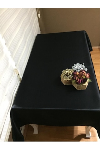 Finezza Kristal Monoray Kumaş Siyah Masa Örtüsü Dikdörtgen 140X2