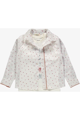 Gömlek Pantolon T-shirt Yaprak Desen 3 Parça Erkek Çocuk Takım