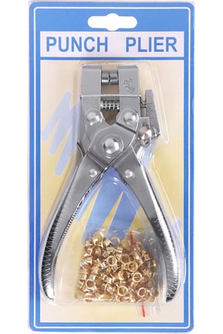 Skycity Çelik Göz Delme Aleti 3mm Kalınlığa Kadar 5mm Delik Çapı 100 Adet Göz İçi İle Kemer Deri Kesici Gümüş