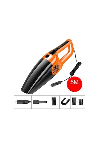 CBTxGlobal Araç Süpürgesi Yüksek Güçlü 120w Ev Araba Çift Kullanımlı Süpürge Güçlü Kuru ve Islak Kablolu Model Turuncu