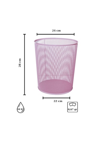 Need Tam Delikli Metal Fileli Toz Pembe Çöp Kovası - Nd-1044