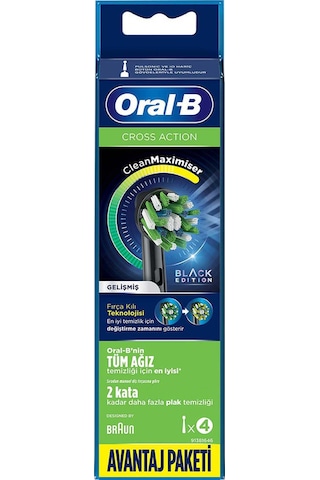 Oral-B Cross Action Clean&Maximiser Şarjlı Diş Fırçası Yedek Başlığı Siyah 4'lü