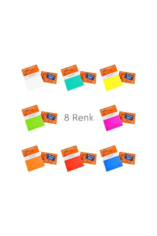 Elektrostatik Yapışkanlı Akıllı Not Kağıdı Seti 7x10 Cm 50 Sayfa Pratik Ofis Not Defteri 8 Renk Çok  Renkli