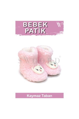 Swoord Peluş Astarlı Ve Yüzeyli Kaydırmaz Taban Çocuk Patik Çocuk Panduf Pembe