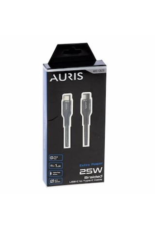 Auris ARS-CB28 25 W Type-C to Type-C Örgülü Data & Şarj Kablosu 1.2 M Auris ARS-CB28 25 W Type-C to Type-C Örgülü Data & Şarj Kablosu 1.2 M