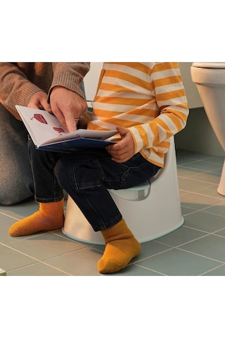 Kaliteli Çocuk Lazımlığı Yükseklik 28 Cm İkea Çıkartılabilir Pratik Kaymaz Lazımlık Beyaz-turkuaz Beyaz