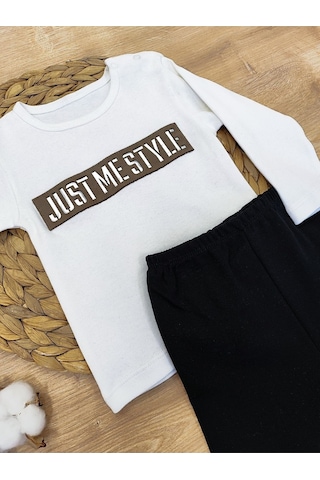 Erkek Bebek Takimi 2'li Uzun Kollu Pamuklu Kumaş Hediyelik Bebek Giyim 6-9-12-18-24-36 Tkm75283 Siyah