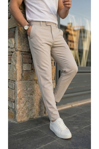 Modi Erkek Slim Fit Dilli Kumaş Pantolon Açık Bej