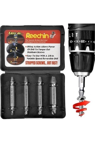 Easy Out 4lü Sökme Takımı - Hasar Görmüş Vida Çıkarıcı Abanoz