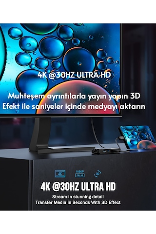 Lemorele 5'in 1'i Pd 100w/ Hdmı 4k/rj45 100mbs./usb 3.0 Çoklayıcı