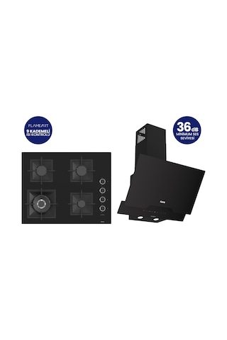 Ferre SC405-WFA+D063-SA 2'li Döküm Izgara Ankastre Set Siyah