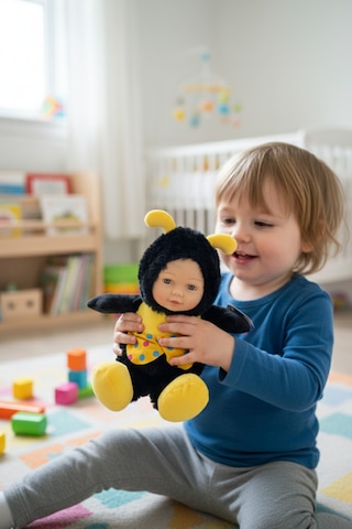 Sevimli Bebek Yüzlü Arı Peluş Oyuncak Arı Kostümlü Bebek 25 Cm - Yumuşak Uyku Arkadaşı Hediyelik Sarı