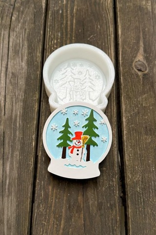 2d Kar Küresi Kardan Adam Desenli Silikon Mum Kalıbı