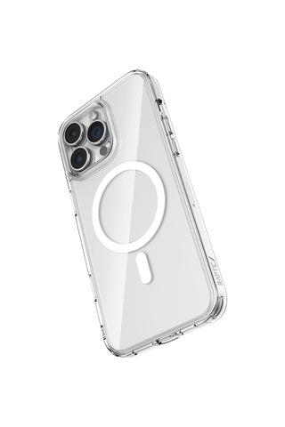 Apple Uyumlu iPhone 16 Pro Max Kılıf Magsafe Şarj Özellikli Raptic Crystal Magsafe Serisi Şeffaf Kapak Şeffaf