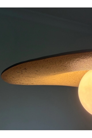 El Yapımı Sage Green Wabi Sabi Kil Sarkıt Avize, Çap 45 Cm, G9 Led Ampullü, Salon, Yemek Odası, Mutfak Adası