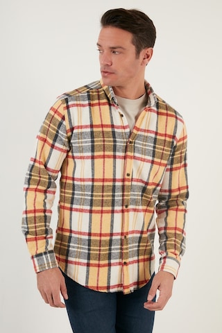 Buratti Ekoseli Uzun Kollu Slim Fit Kışlık Erkek Gömlek Cf21W112844 Hardal