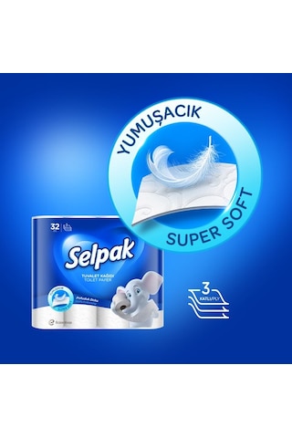 Selpak® Süper Soft Üç Katlı Tuvalet Kağıdı 3 x 32 Rulo