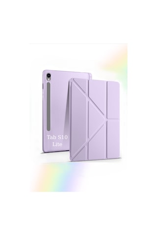 Fuchsia Galaxy Tab S10 Lite10.9 İnç İle Uyumlu Kalem Bölmeli Katlanabilir Standlı Tri Folding Tablet Kılıfı Kapaklı Kılıf