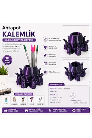 3d Baskı Ahtapot Kalemlik Mavi - Mor 3d Baskı Ahtapot Kalemlik Mavi - Mor
