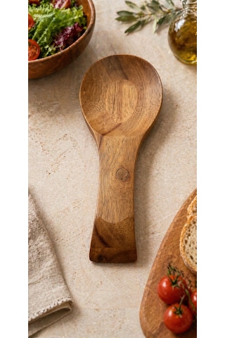 Akasya Ahşap Kaşık Altlığı 27 Cm Mien Akasya Ahşap Kaşık & Kepçe Dinlendirme Standı