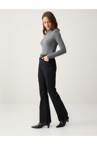 Jimmy Key Koyu Antrasit Bol Paça Yüksek Bel Uzun Denim Pantolon 6sw185663979