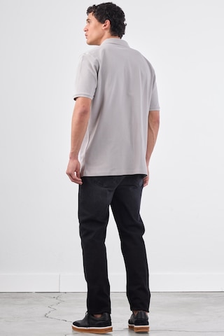 Dufy Gri Polo Yaka Pamuklu Düz Renk Slim Fit Erkek T-shirt Gri