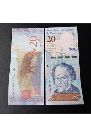 2018 Venezuela 20 Bolivar Çil Eski Yabancı Kağıt Para